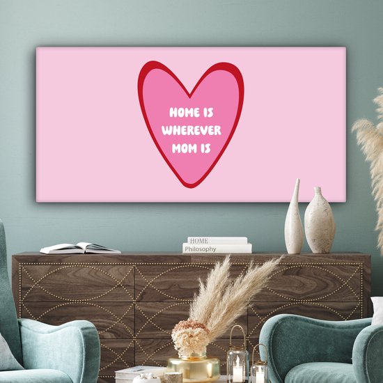Tableau sur toile 160x80 cm - Décoration murale exclusive Citation - Mère - Rose - Décoration murale salon - Décoration chambre - Accessoires chambre - Peintures sur toile - Cadeau fête des mères - Cadeau pour maman