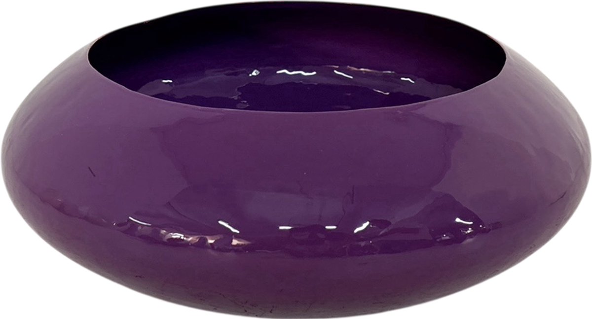 by Mooss - Enamel - Schaal - Paars - Purple - Medium - 10 cm - Ø 29 cm - Hoogglans - Metaal