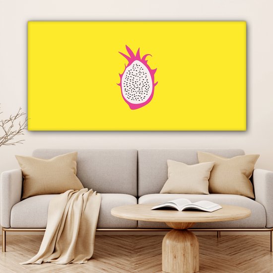 Canvas schilderij 160x80 cm - Exclusieve wanddecoratie Illustratie - Drakenvrucht - Kleurrijk - Muurdecoratie woonkamer - Slaapkamer decoratie - Kamer accessoires - Schilderijen op canvas