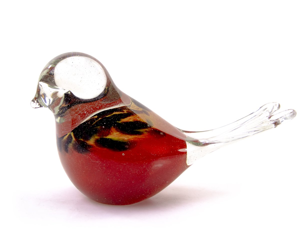 Vogeltje (rood) - glasobject - breedte: ca. 14 cm