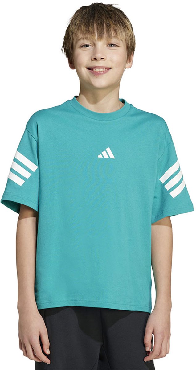 Adidas Future Icons 3 Stripes T-shirt Met Korte Mouwen 7-8 Years Kinderen Turquoise