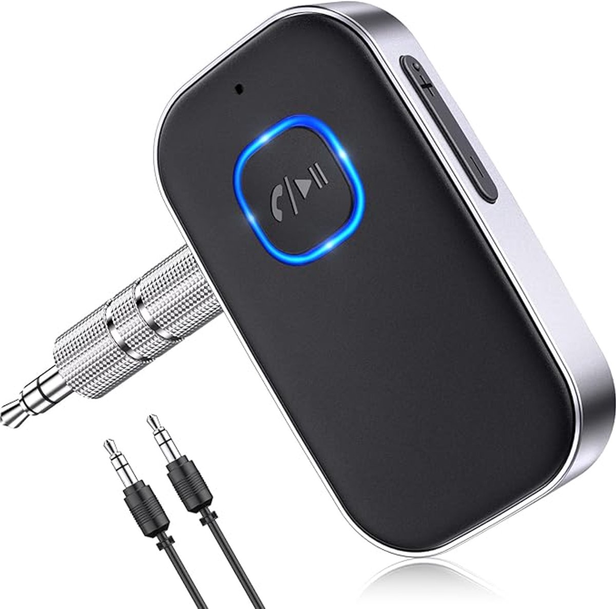 QTTVBTNA -Bluetooth 5.3 AUX Adapter Auto – Draadloze Bluetooth Ontvanger met Ruisonderdrukking, 16 Uur Batterij, 3.5mm Jack voor Auto, Koptelefoon, Speaker en Versterker