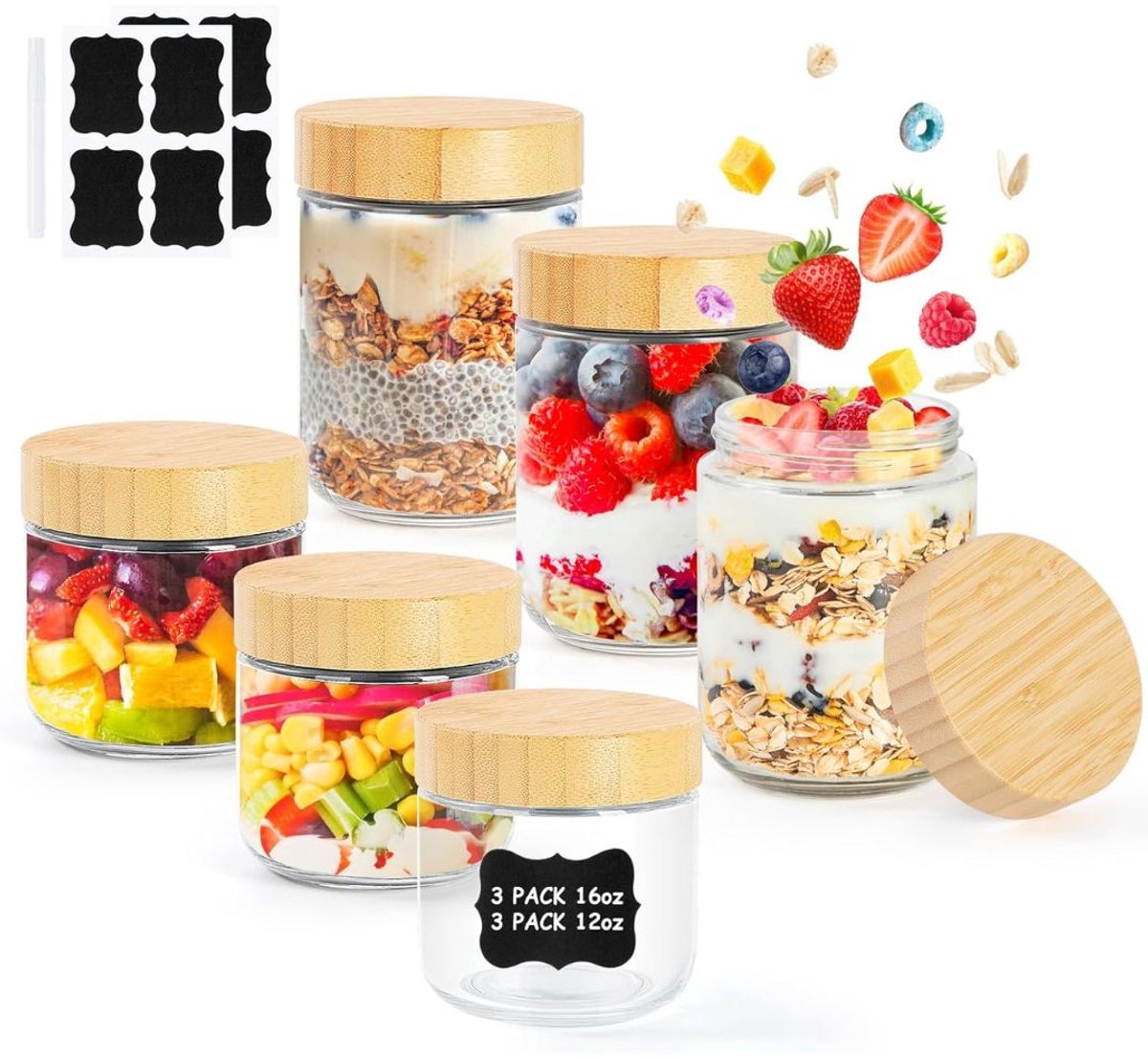 MKSS® Overnight Oats Potjes - Mason Jar - Meusli Beker met Deksel