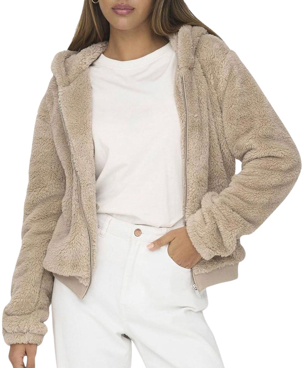 ONLY Kapuzenplüschjacke »ONLNEWANNA CONTACT SHERPA JKT OTW NOOS« mit Kapuze Kunstfaser