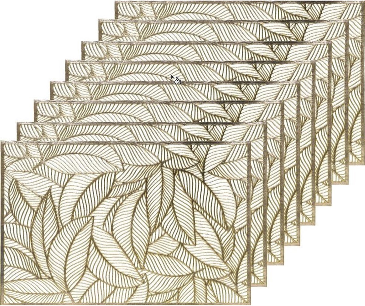 Decoris Tafel placemats - 8x - gouden bladeren - 30 x 45 cm - diner - ontbijt - kerst