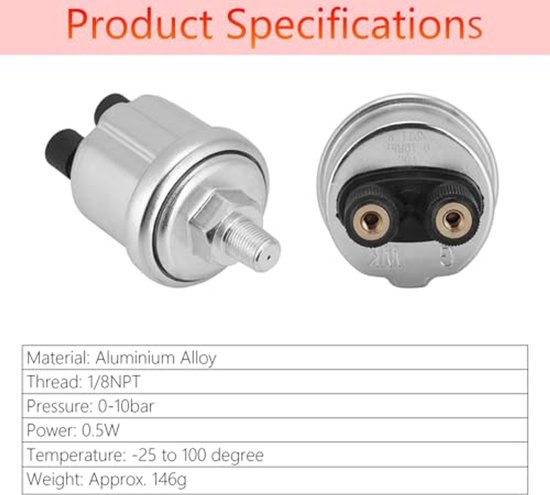 Universele Vdo Oliedruksensor 0 Tot 10 Bar 1/8 Npt Generator Deel 1 Mm Crew Plug Alarmdruk Universele Vdo Oliedruksensor 0 Tot 10 Bar 1/8 Npt Generator Deel 1 Mm Crew Plug Alarmdruk