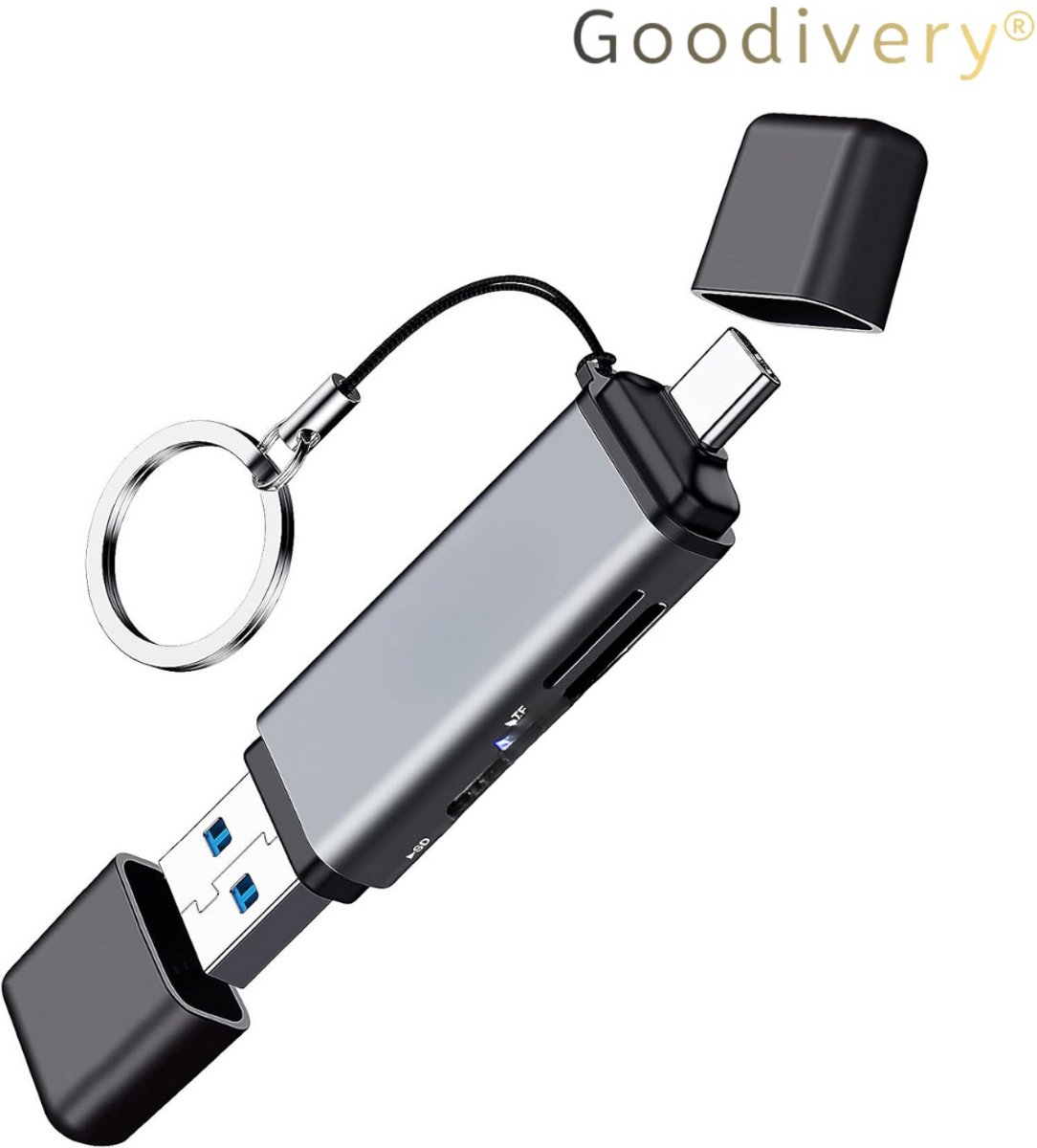 Beikell USB C en USB 3.0 Geheugenkaartlezer, High-Speed SD Kaartlezer, 2 in 1 OTG Kaartadapter voor SD/Micro SD/MMC/TF/SDXC/SDHC/Micro SDHC Compatibel met Android, iOS, Windows, Mac OS, Linux enz