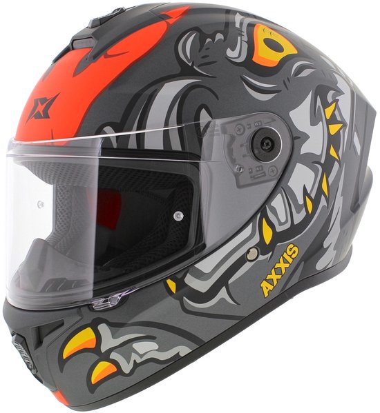 Axxis Draken S helm Dinotoon mat rood grijs L - voor motor, scooter, brommer & karten