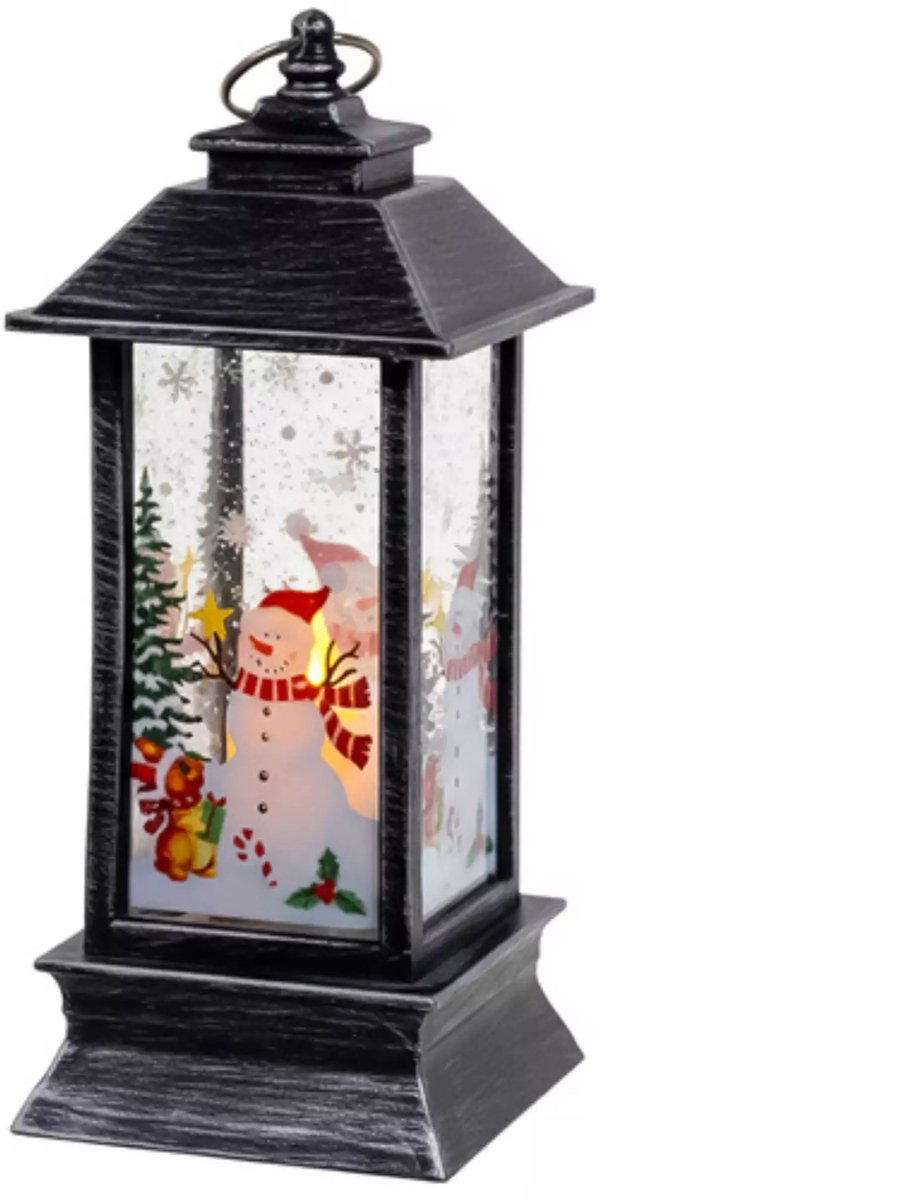Ruhhy Zilveren LED kerstlantaarn met sneeuwpopmotief en warm licht 12,5 cm – foto 8
