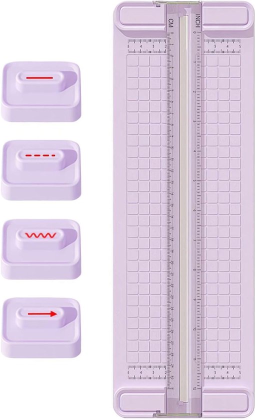Papiersnijder-papiersnijder hefboom-papiersnijmachine-Scrapbooking-projecten - Foto-trimmermes - Gereedschap met transparante rastergeleider - Voor klassikaal werk, uitnodigingen, documenten en handgemaakte kaarten -Paars- 36,5 x 12,3 x 1,5 cm
