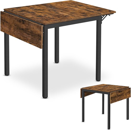 Table à manger pliante Kriaa Home – Chêne brûlé – Table pliante peu encombrante pour Cuisine et salon – Stable et élégante – 120 x 78 cm