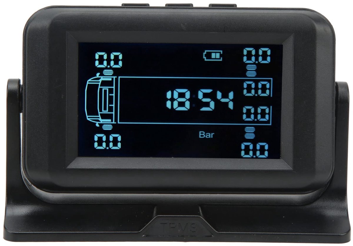 High Accurate Solar TPMS for Truck Campers with Waterproof Display - Tire Pressure Monitoring and Temperature on 6 Wheels