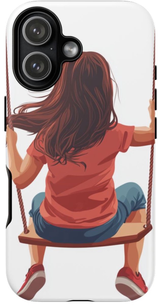 Meisje op Schommel Vectorillustratie – Telefoonhoesje Geschikt voor iPhone 17