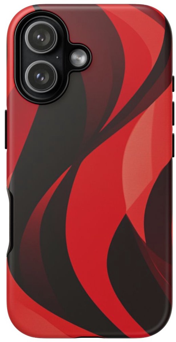 Abstract Rood-Zwart Golvenpatroon – Telefoonhoesje Geschikt voor iPhone 17