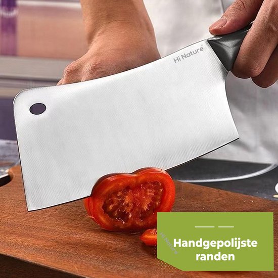 Couteaux à Couperets HI NATURE™ | Couteau à découper, Hakbijl, couteau de chef, couteau à viande, couteau de boucher| Heavy Duty , compatible lave-vaisselle - 29 cm - Argent