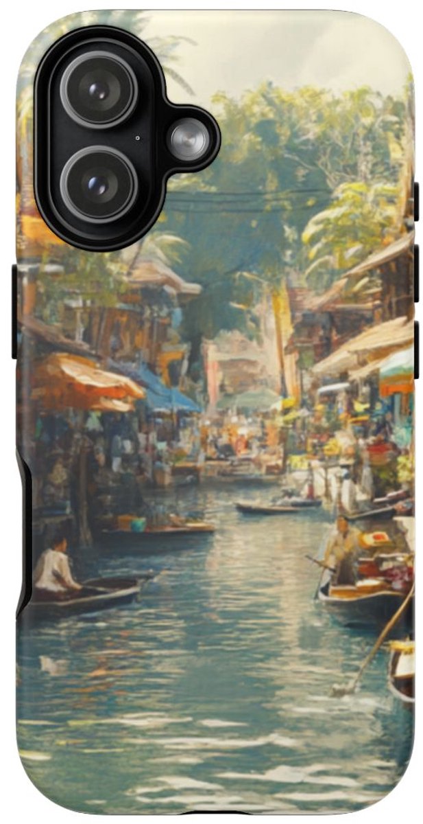 Levendige Watermarkt met Boten – Telefoonhoesje Geschikt voor iPhone 17