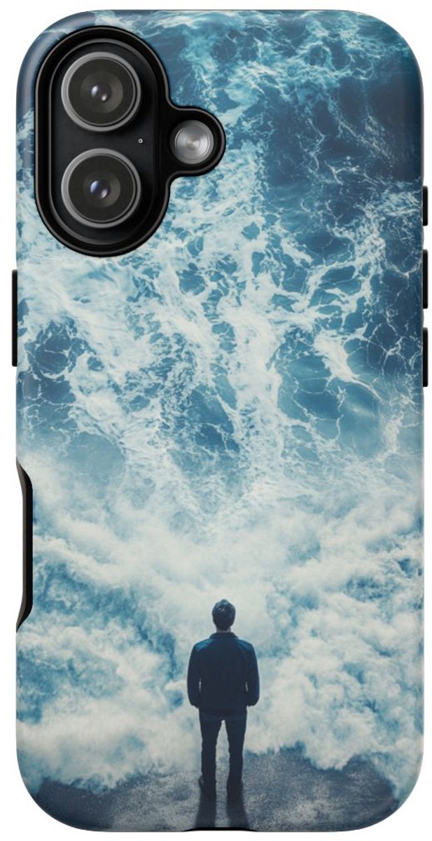 Man aan Zee met Golven – Telefoonhoesje Geschikt voor iPhone 17