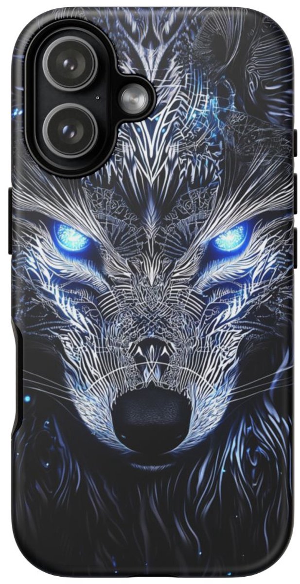 Oplichtend Blauwe Wolvenkop – Telefoonhoesje Geschikt voor iPhone 17