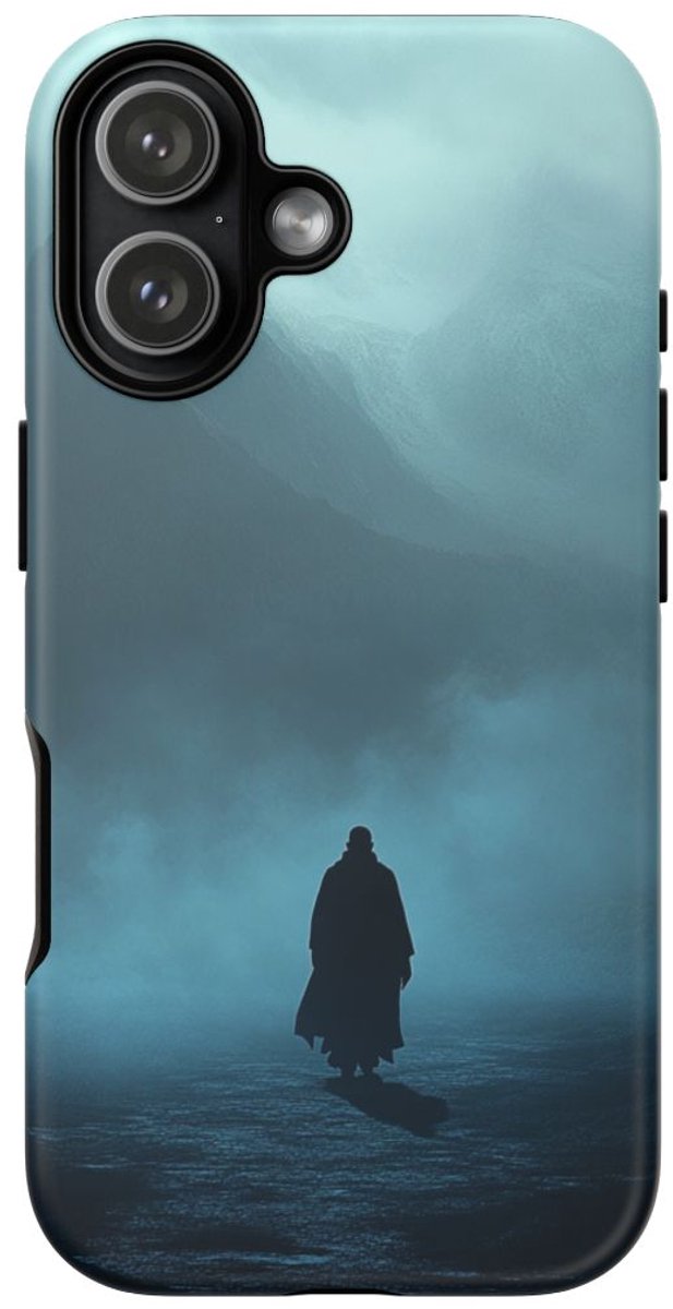 Gestileerde Silhouet in Mistige Bergen – Telefoonhoesje Geschikt voor iPhone 17