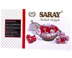 Saray Granaatappel Turk Fruit 400 g | Traditionele Turkse Delight | Fruitige Smaak & Premium Kwaliteit - Nar Tadında Lokum | Geleneksel Türk Lokumu | Meyvemsi Lezzet & Premium Kalite - Pomegranate Turkish Delight 400 g | Traditional Turkish Sweet