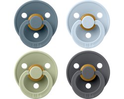BIBS – Fopspenen - Colour – 4 Pack – Rond - Petrol/Sage/Baby Blue/Iron – Maat 2