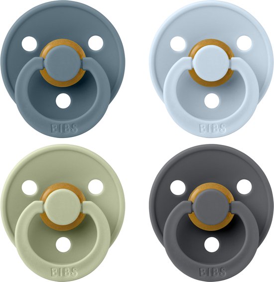 BIBS – Fopspenen - Colour – 4 Pack – Rond - Petrol/Sage/Baby Blue/Iron – Maat 2