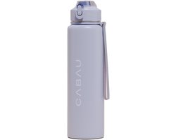 Cabau Bloom RVS Waterfles 870ml Blue - Geïsoleerde BPA-vrije & Lekvrije Thermosfles - Duurzame Herbruikbare Drinkfles met Schoonmaakborstel & Draagkoord - BPA vrij Sportfles Dames - Waterfles Volwassenen - Cadeau voor Haar