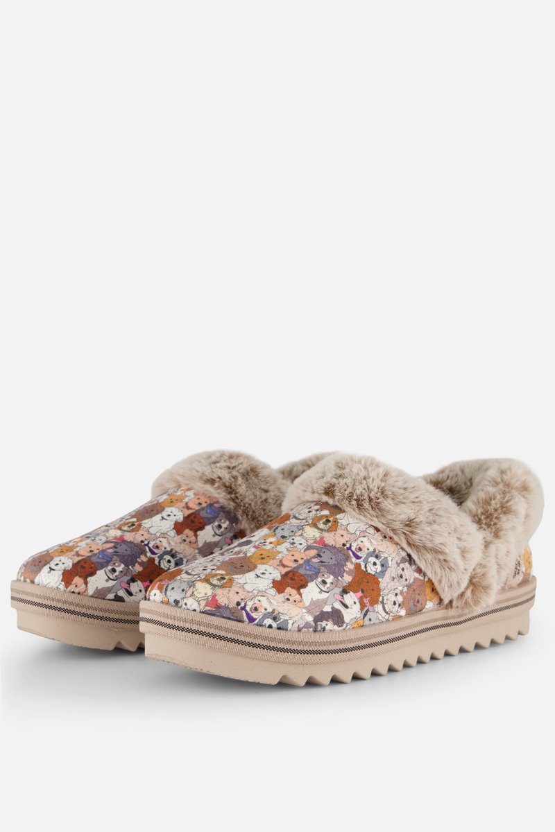 Bobs Cozy Kiss dames pantoffel - Beige multi - Maat 37
