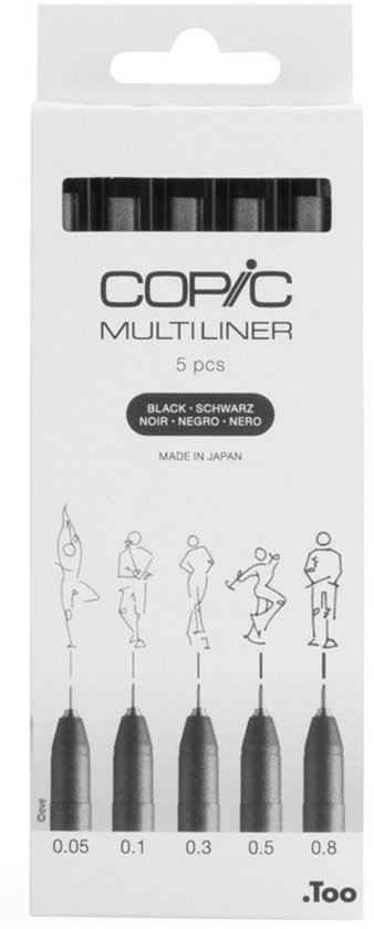 Ensemble COPIC Fineliner noir, 5 pièces avec différentes largeurs de trait