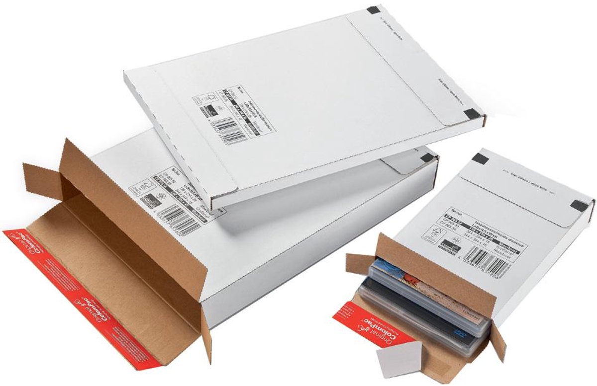 ColomPac Versandkarton Kurierpaket, für Maxibrief, weiß mit doppeltem Selbstklebeverschluss, flache Anlieferung, - 20 S