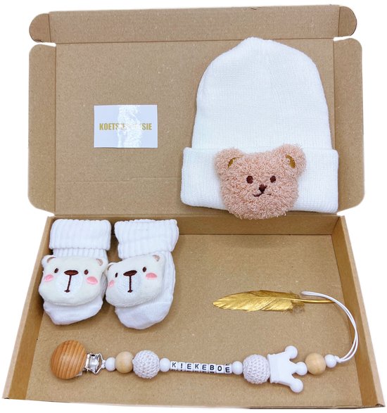 Kraamcadeau - cadeau babyshower - cadeau zwangerschap - babymutsje, babysokjes en speenkoord - kan ook rechtstreeks als cadeau van Little Dutch — afbeelding 5