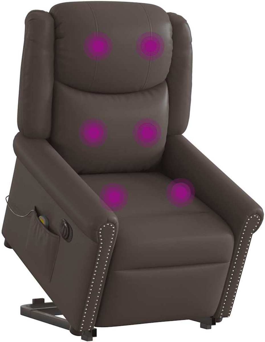 vidaXL Sta-op-massagestoel - elektrisch - kunstleer - glanzend - bruin