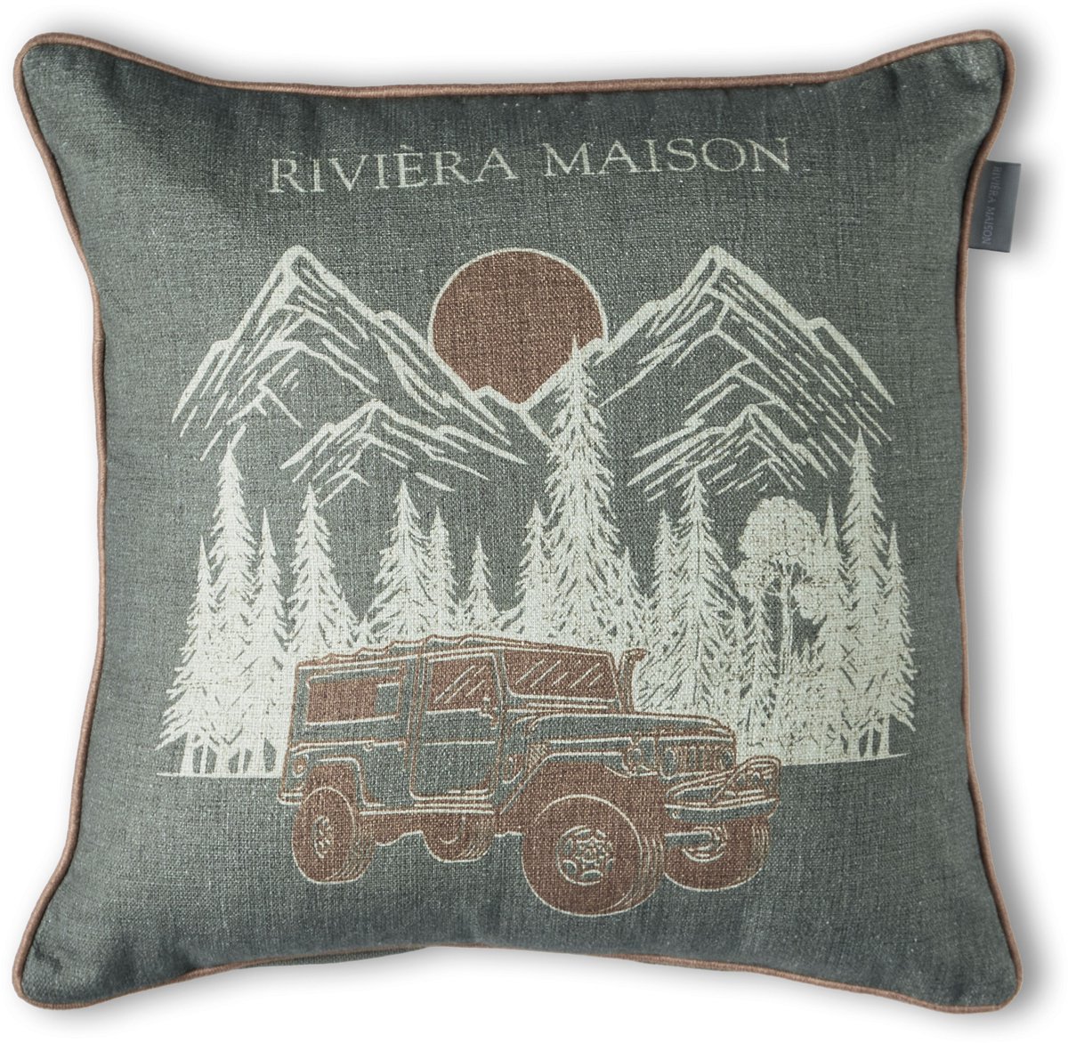 Rivièra Maison Roadtrip Cushion Sierkussen - 45 x 45 cm cm - Groen