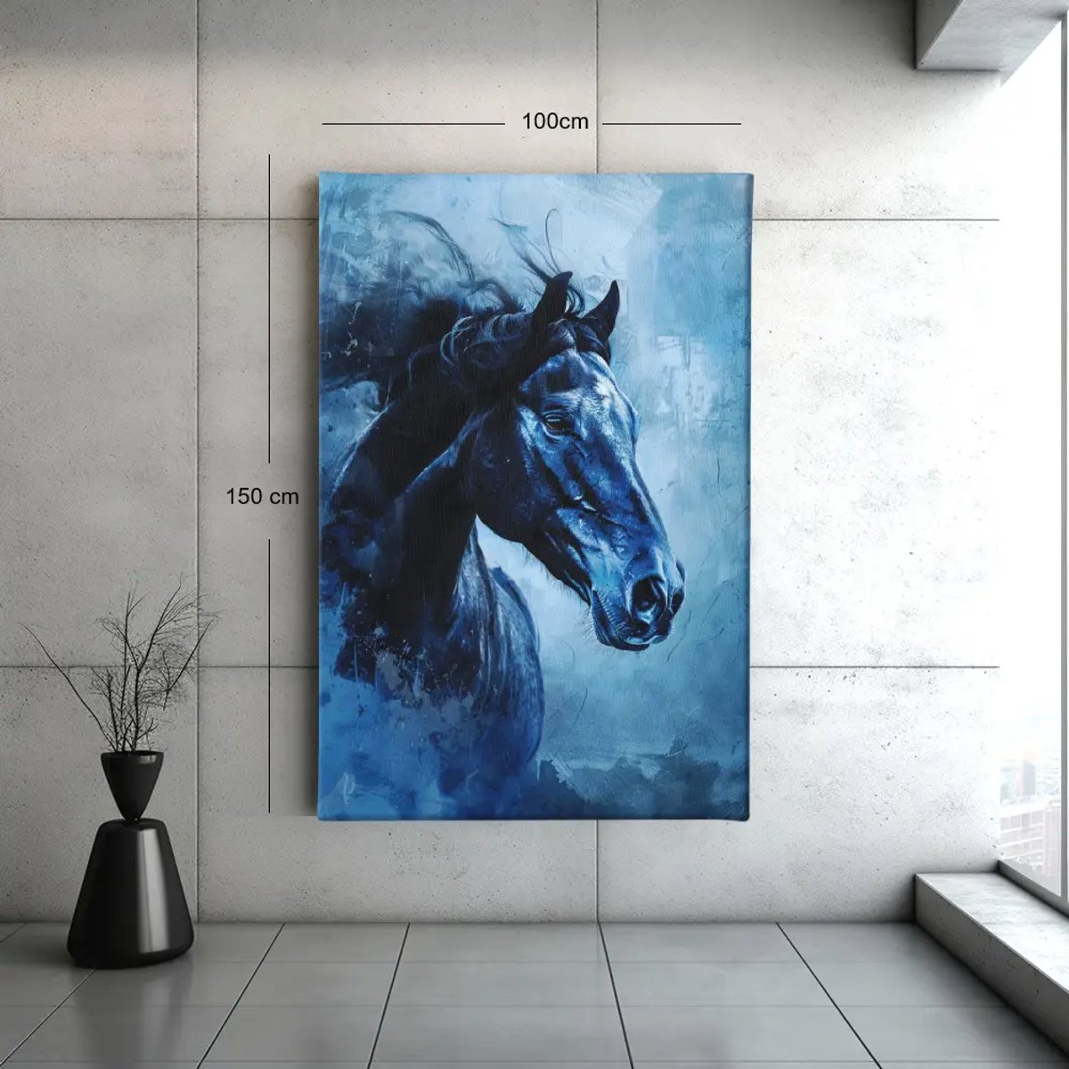 Trendex Global Canvas Schilderij - Paard met Blauw Effect - 150x100x2 cm