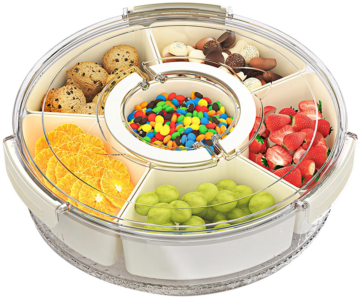 Ibenzoa® Ronde draaibare snackbox met vakken en deksel voor versheid en gemak