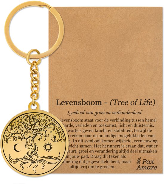 Porte-clés Arbre de Vie Doré - Talisman Spirituel - Acier Inoxydable - Arbre de Life - Pax Amare