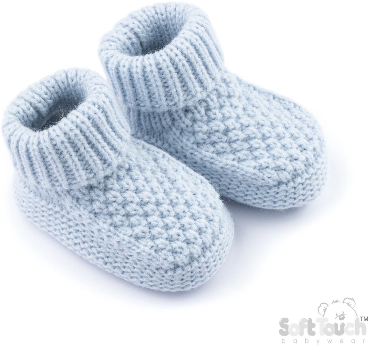 Soft Touch Babyslofjes "Elegance" Ribbed Slof Slofje 6 Maanden (10 cm) Baby Blauw ABO712