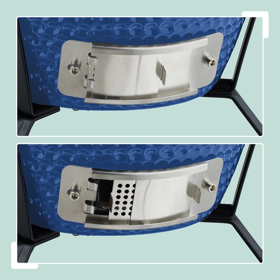 Kamado barbecue - Ø 26 cm - keramisch - met thermometer - deksel - blauw van Mandarin Grill — afbeelding 5