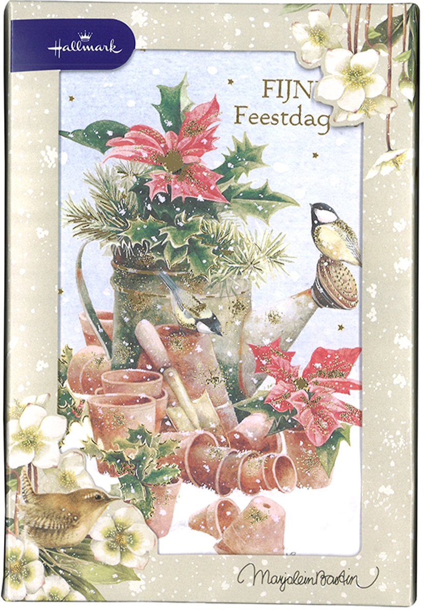 Hallmark - Marjolein Bastin - 20 Kerstkaarten -Gieter - Goudfolie - Kerst - Nieuwjaar - 12,5 x 18 cm