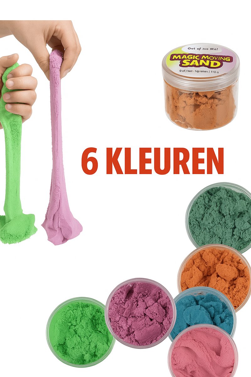 Magisch kneed zand - 6 kleuren - Magnetisch zand - Speelzand - zand - Magic sand - Sensorisch Speelgoed - 6 x 170 gr.