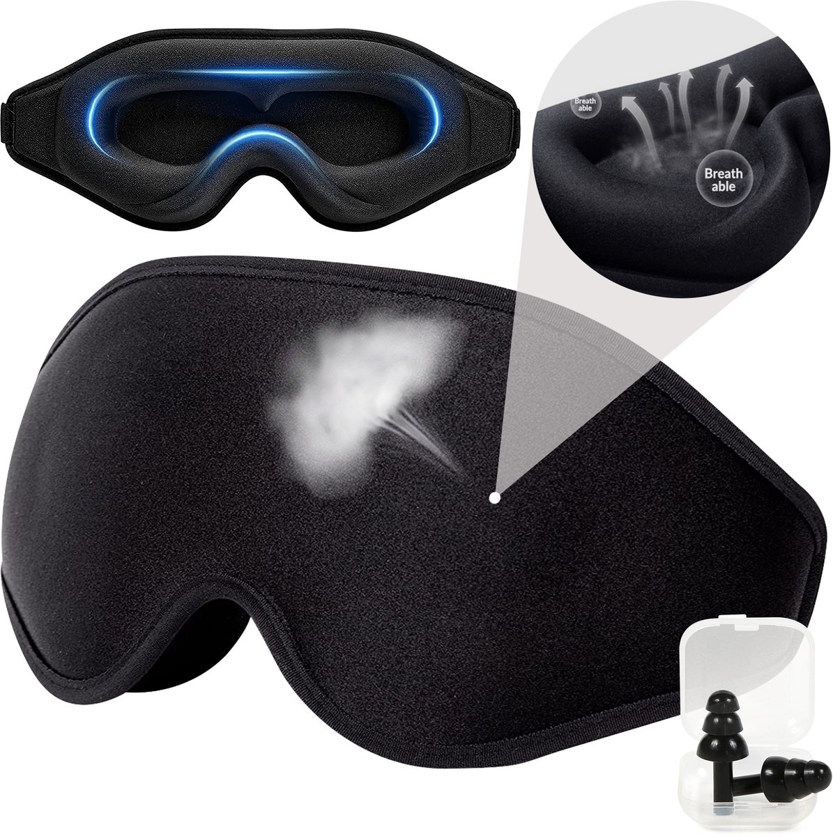 Bol.com Smath® Slaapmasker 3D Ergonomisch - 100% Verduisterend Oogmasker voor Mannen en Vrouwen - Traagschuim - Verstelbaar aanbieding