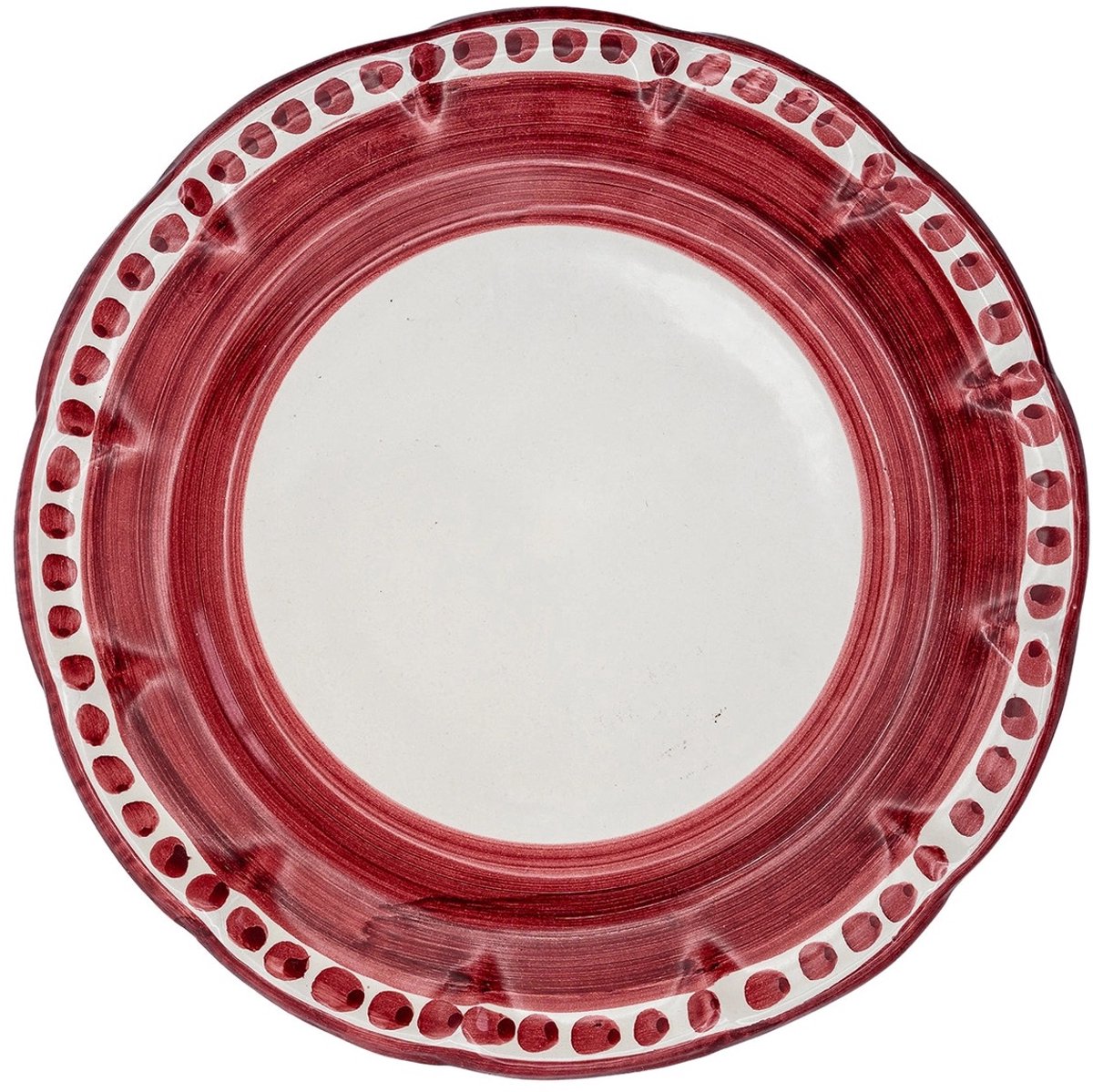 Dinerbord Rood - Keramiek Bord - Dinerbord rand met stippen - Serviesset - Spaans Keramiek