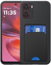 Geschikt voor Motorola Moto G05 / E15 Telefoonhoesje met TPU Pasjeshouder - Flexible Back Cover Case Siliconen TPU with Cardslot - Zwart - Smartphonica geschikt voor Motorola Moto G05