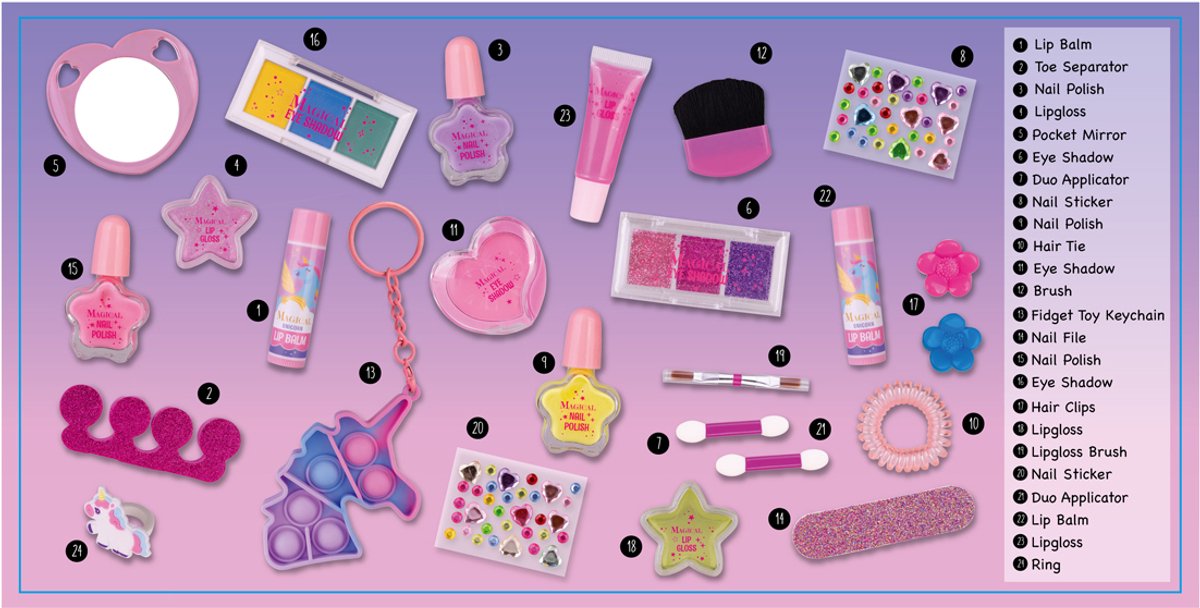 Calendrier De L'Avent 2025 Licorne Pour Filles SaiXuan - 24 Surprises Beauté & Bijoux, Maquillage, Accessoires, Cadeau Noël