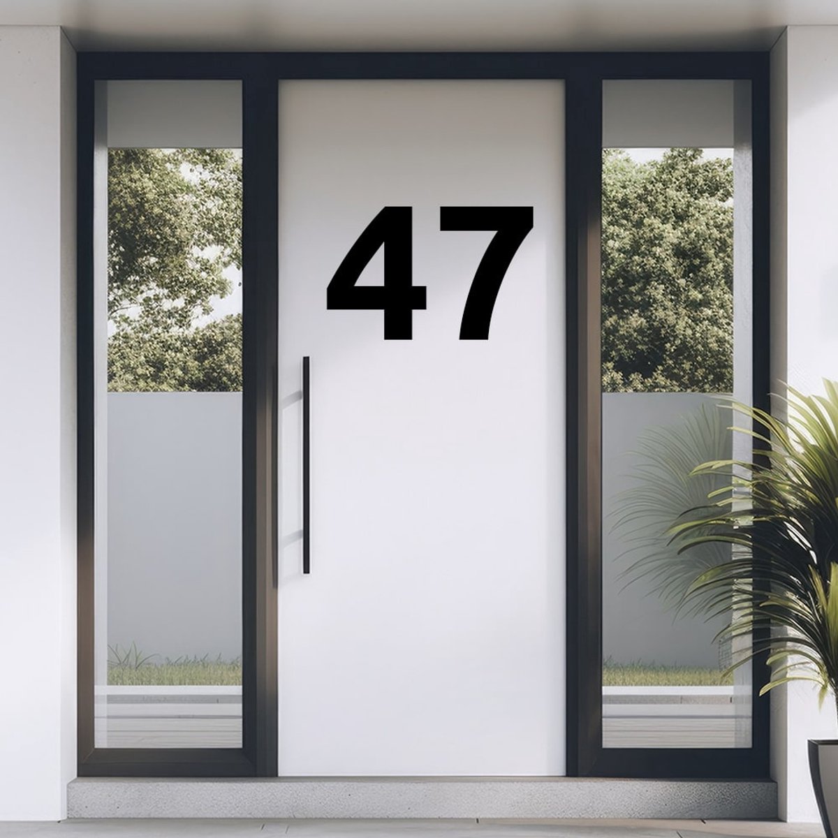 Voordeur of raamsticker huisnummer - Donker grijs - 60 x 60 cm