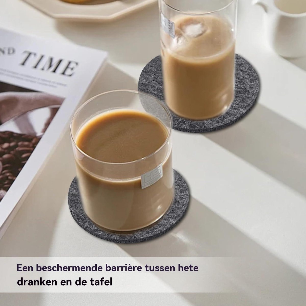 Set van 30 Ronde Vilt Onderzetters – Warmtebestendig, Antislip en Wasbaar voor Glazen, Bekers en Tafels — cadeau in Wonen & Interieur - foto 3