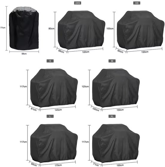 TammaT - Housse BBQ - Housse de protection imperméable - Protection UV - Taille M 150 x 100 x 125 cm - Avec cordon de serrage