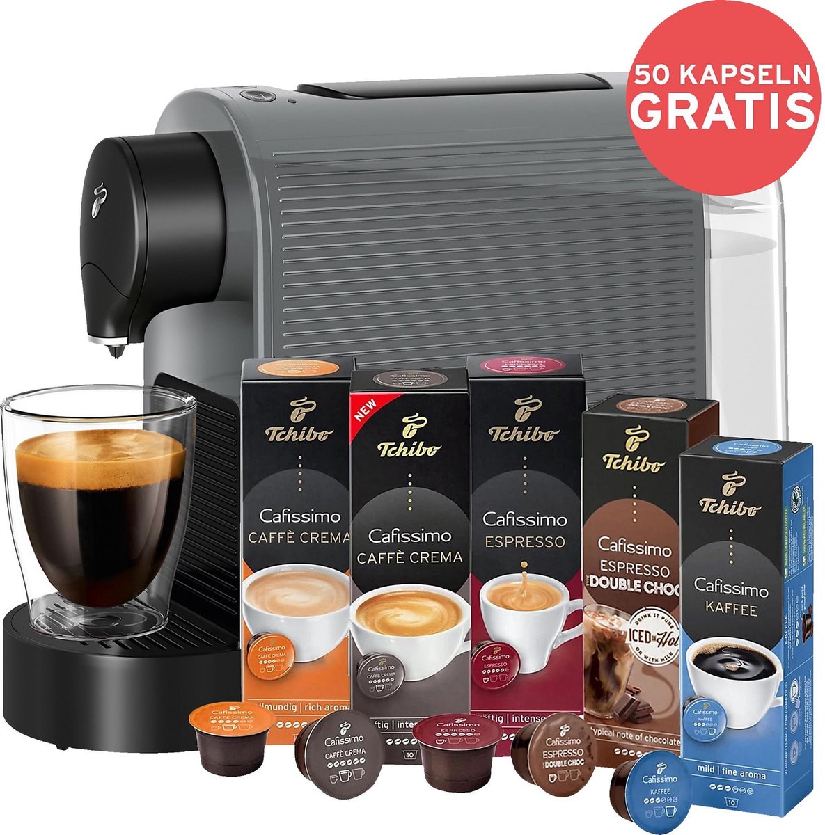 Tchibo koffieapparaat Cafissimo Pure Grijs + 50 capsules