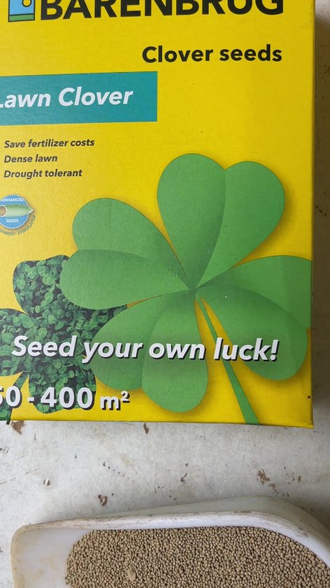 Barenbrug klavergazon 0,5kg - Lawn Clover - Creëer een zelfvoorzienend gazon - Geschikt voor 50-400m² (afhankelijk van toepassing) - Samenstelling: 100% witte klaver (Trifolium repens)
