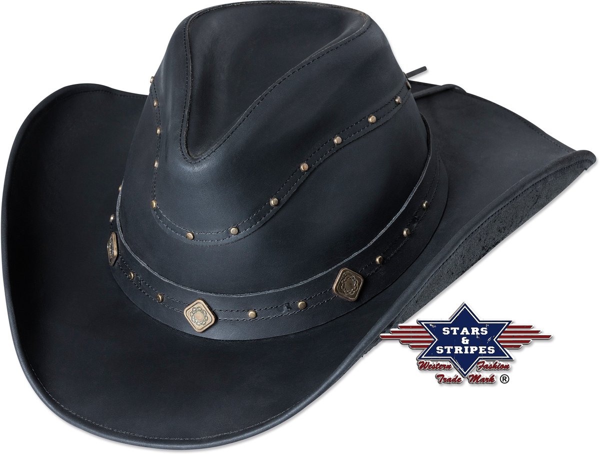 Western lederen hoed Stars&Stripes DUNDEE L
